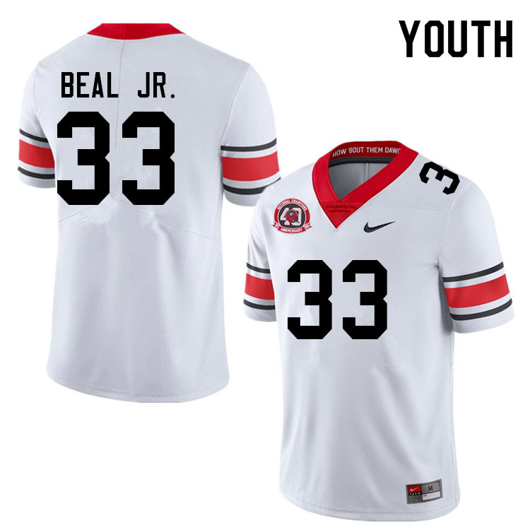 Georgia Bulldogs Youth Robert Beal Jr. #33 White 2022 40th Anniversary Stitched College UGA Football Jersey 23ZS013CO